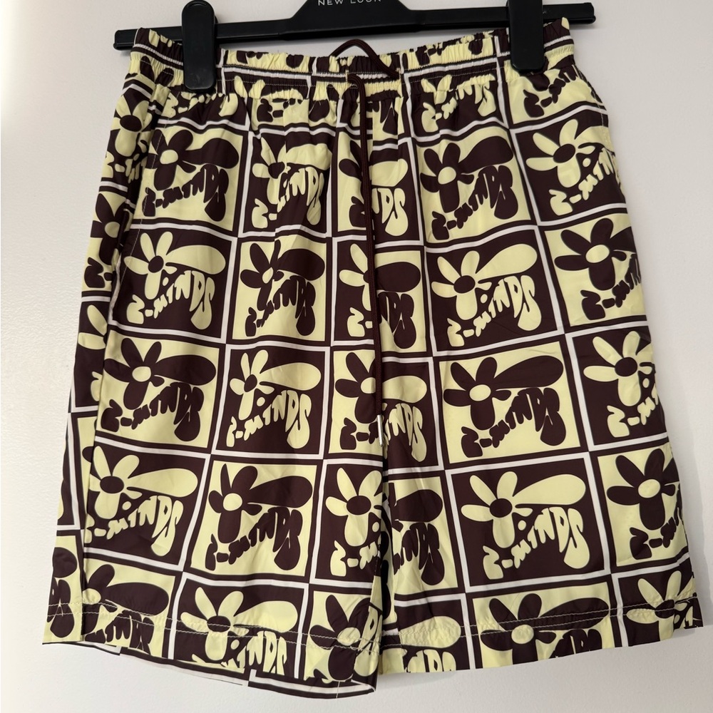 2Minds Brown and Cream Graphic Swim Shorts